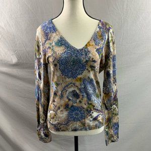 Low Back Beaded Floral Knit Top